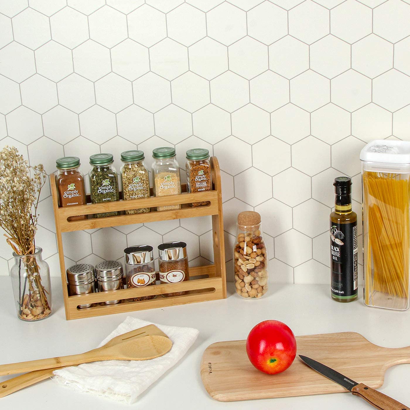 Jackcube Design Kitchen Portaspezie Bambù 2 Ripiani per Barattoli