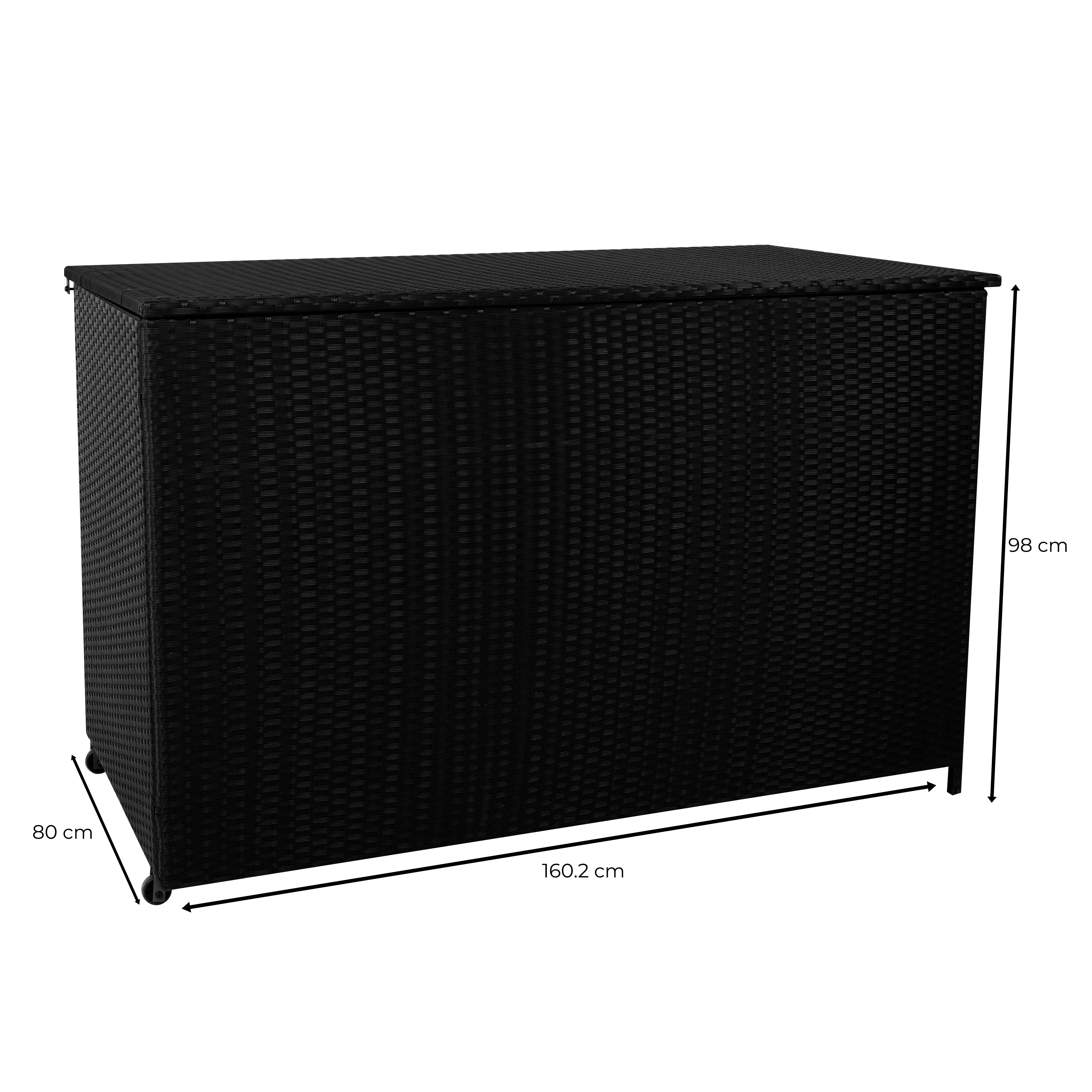 Q-Rax Mobili da Esterno Box Rattan 996L Nero con Ruote