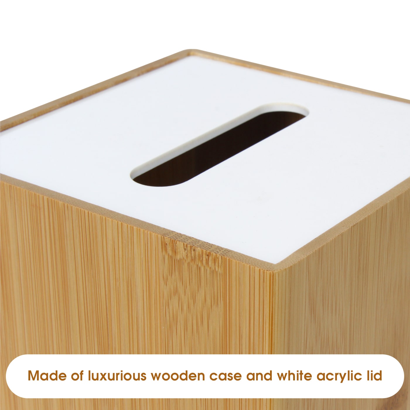 Jackcube Design Living Room Portafazzoletti Bambù Bianco Quadrato