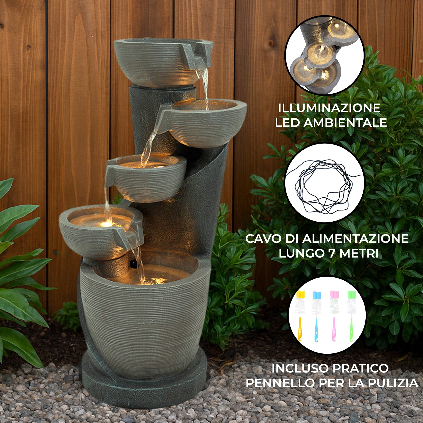 Q-Rax Illusion Lagoon Fontana Acqua Elettrica LED Pietra