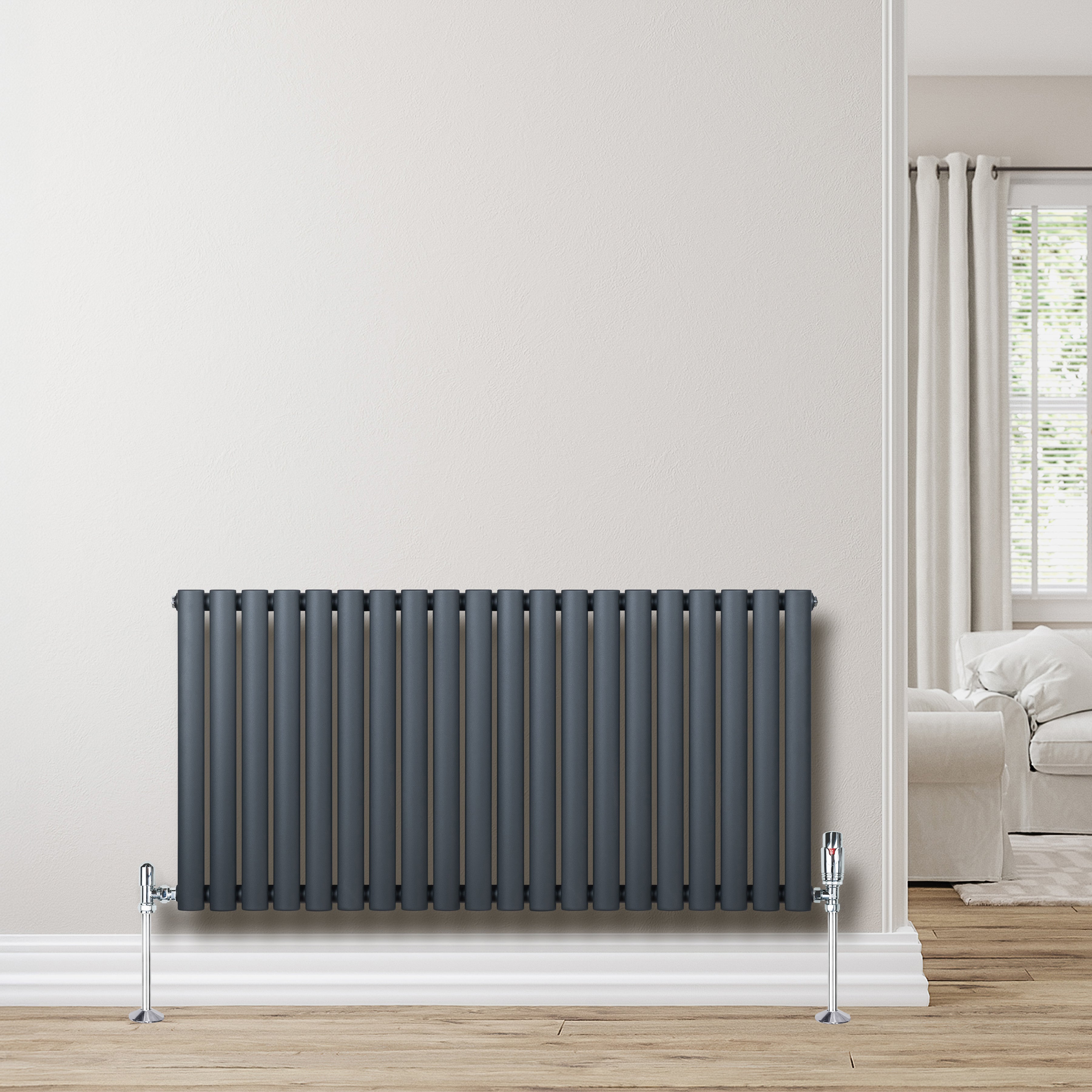 Q-Rax Radiatore Ovale Colonna Antracite 600x1200mm
