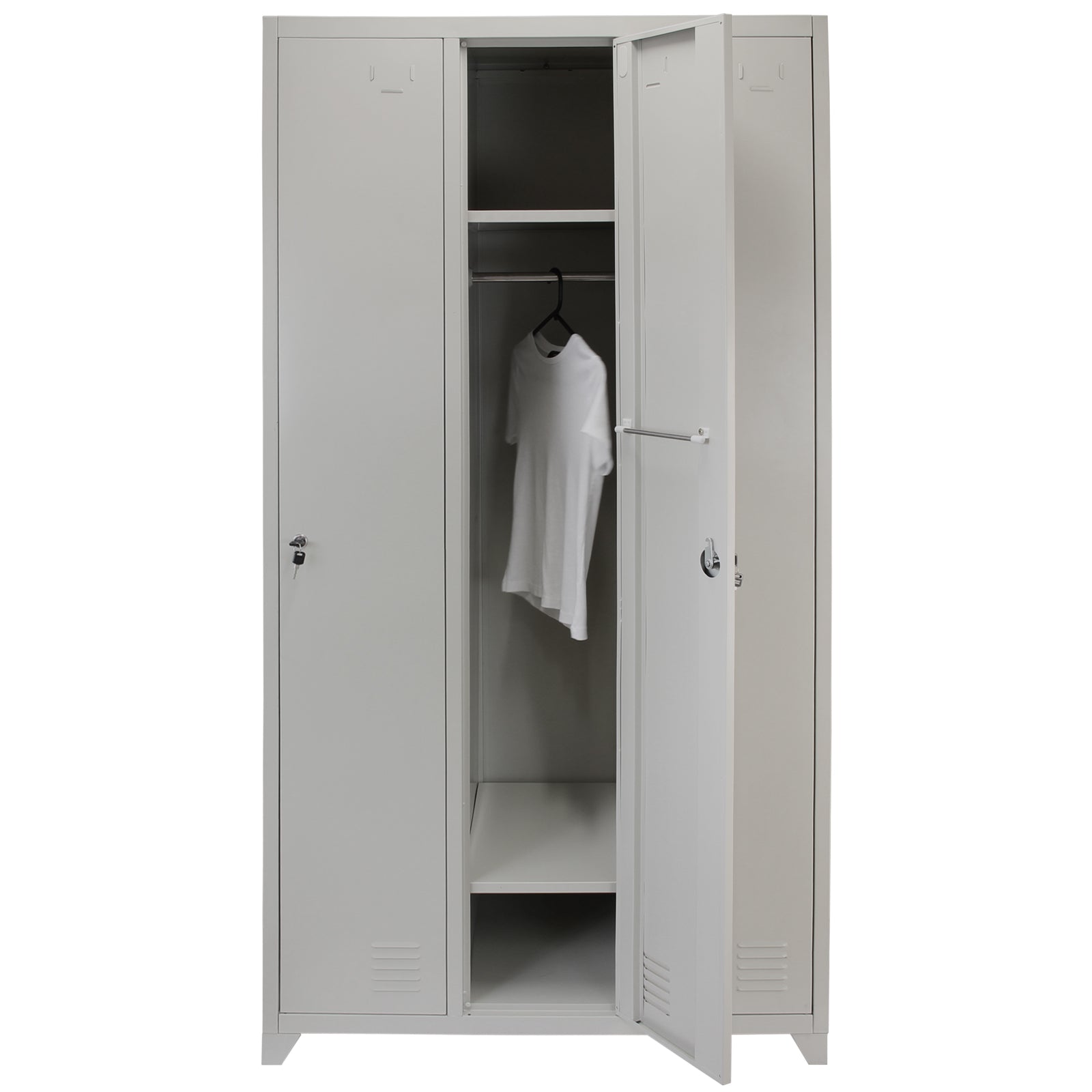 Q-Rax Armadietto 3 Porte Acciaio 90x50x180 cm Grigio