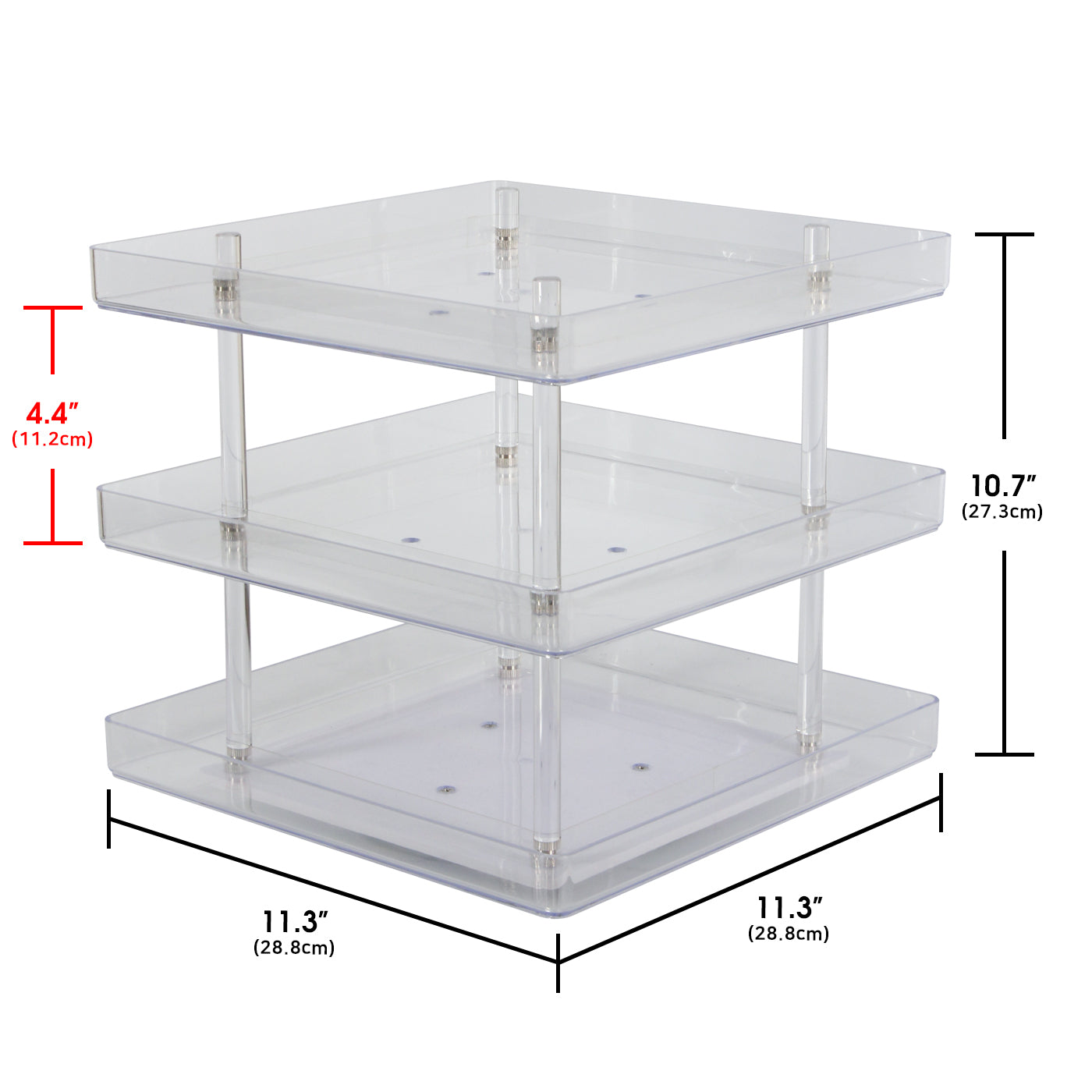 Jackcube Design portasm alti girevole 360 3 ripiani trasparente