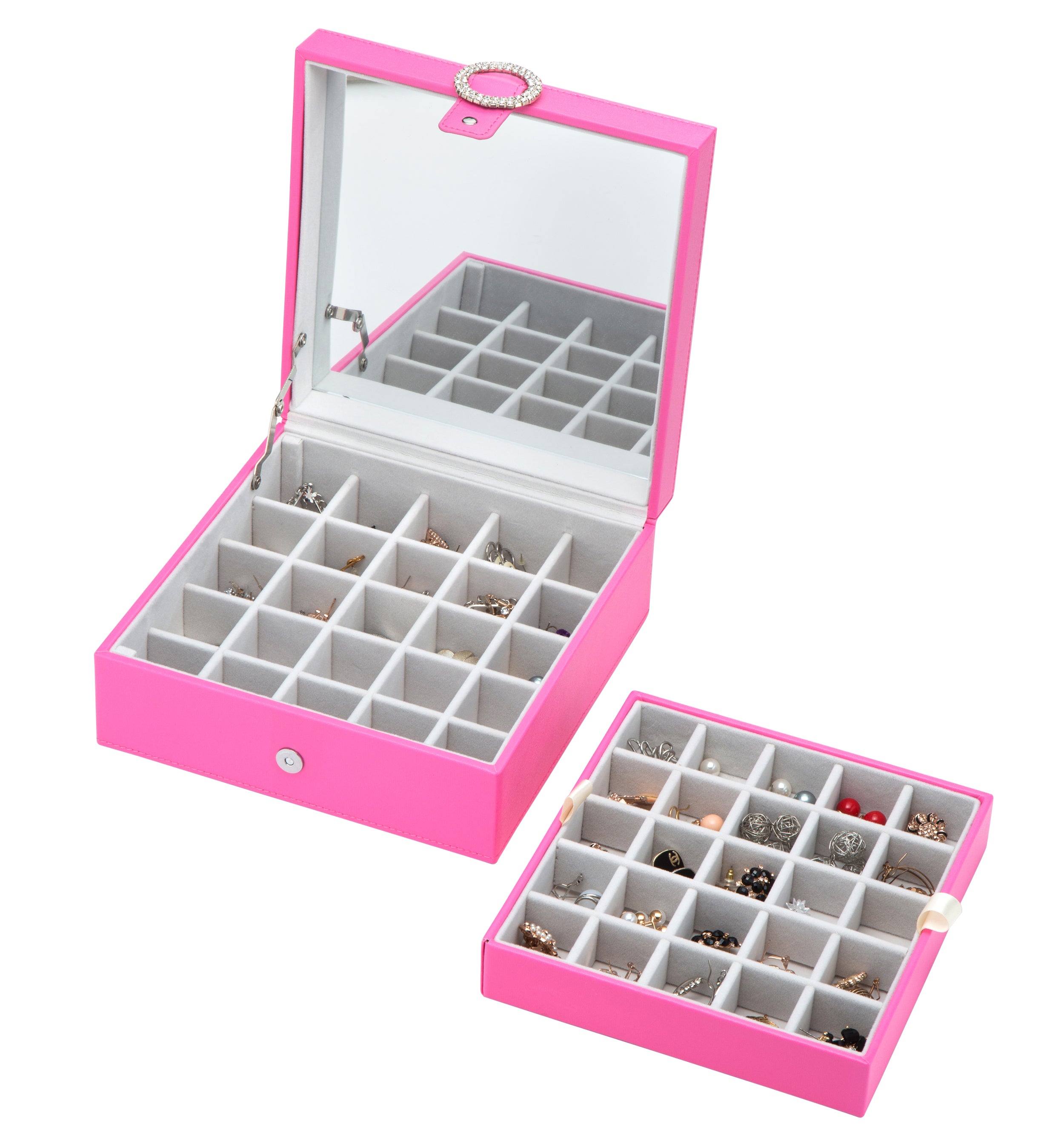 Jackcube Makeup & Jewelry Scatola Orecchini Rosa 50 Scomparti