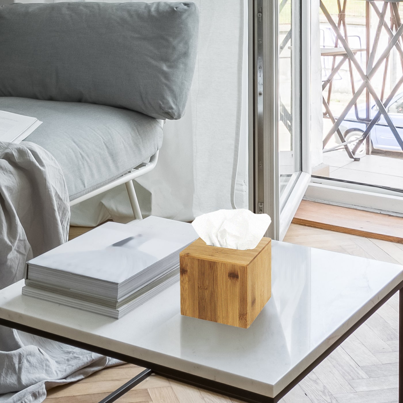 Jackcube Design Living Room Portafazzoletti Bambù Quadrato Magnetico