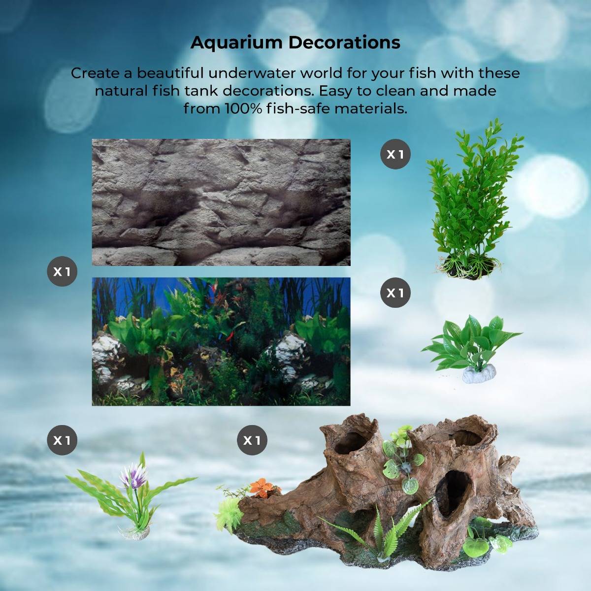 Q-Rax Acquario 300 Litri con Mobile Bianco e Ghiaia Blu