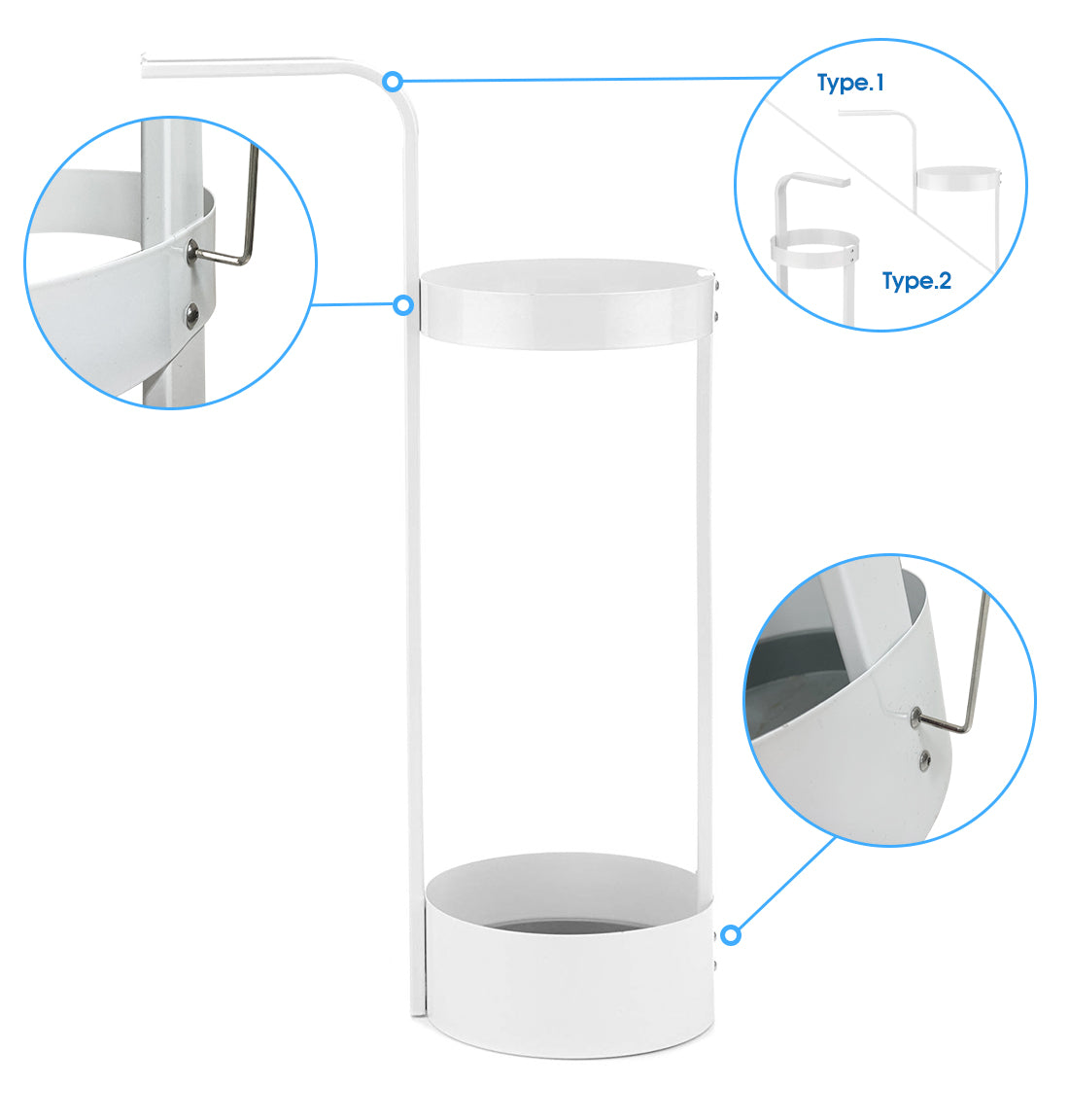Jackcube Design Entryway Portaombrelli Acciaio Bianco