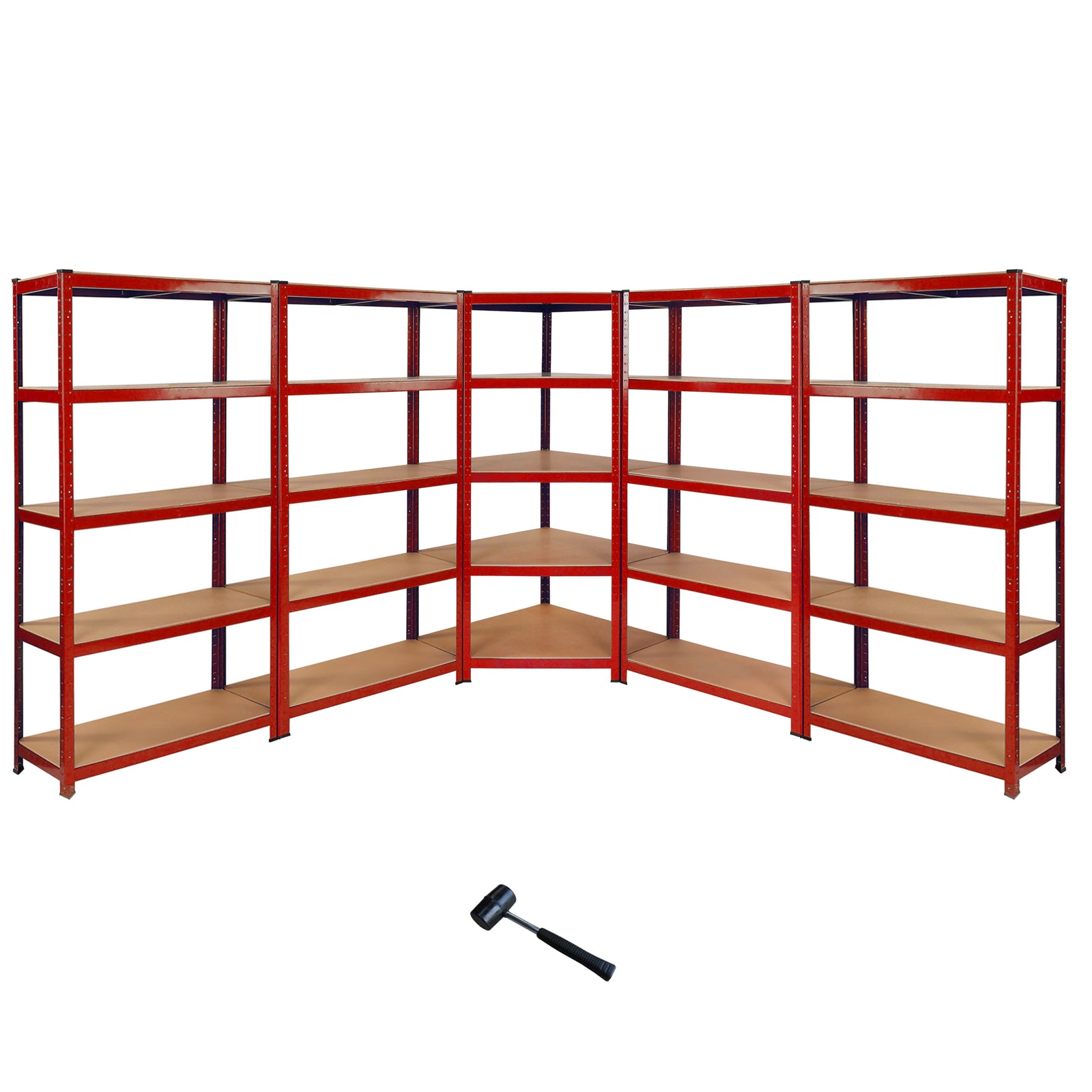 Q-Rax Z-Rax Set 5 Scaffali Rossi 90 cm Angolare Senza Bulloni