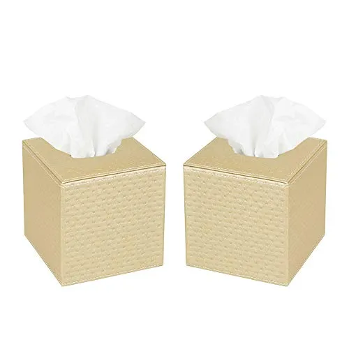 Jackcube Design Living Room set 2 copri box fazzoletti oro ecopelle