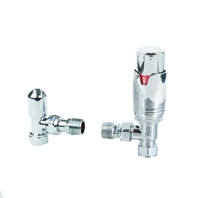 Q-Rax Valvole Termostatiche Cromate per Radiatori Ottone 1/2"
