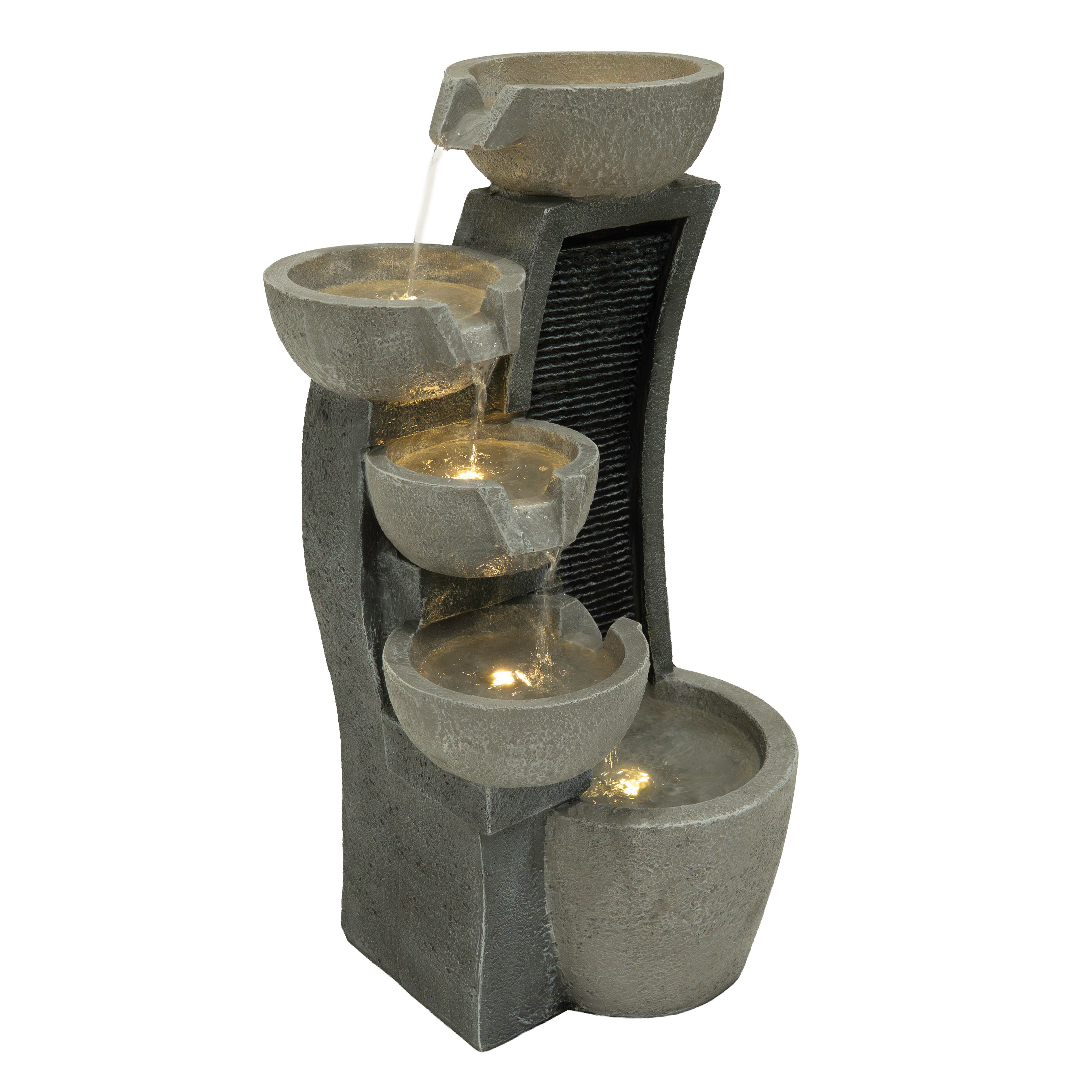 Q-Rax Sleek Streams Fontana da Giardino elettrica 5 ciotole LED
