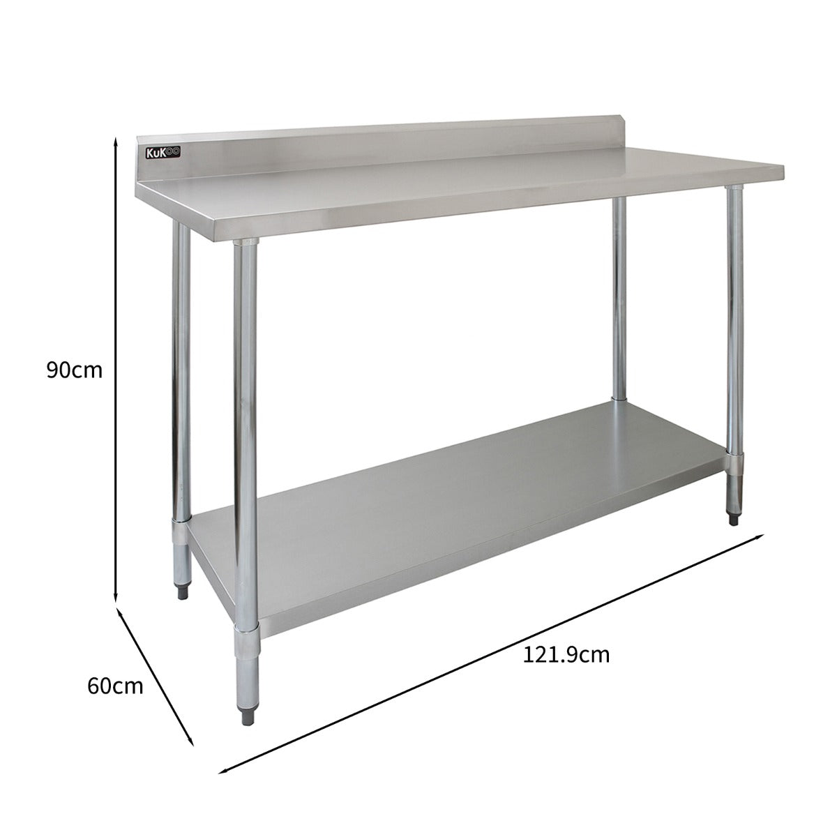 Q-Rax Tavolo Inox 120x60x90cm banco cucina alzatina 250 kg
