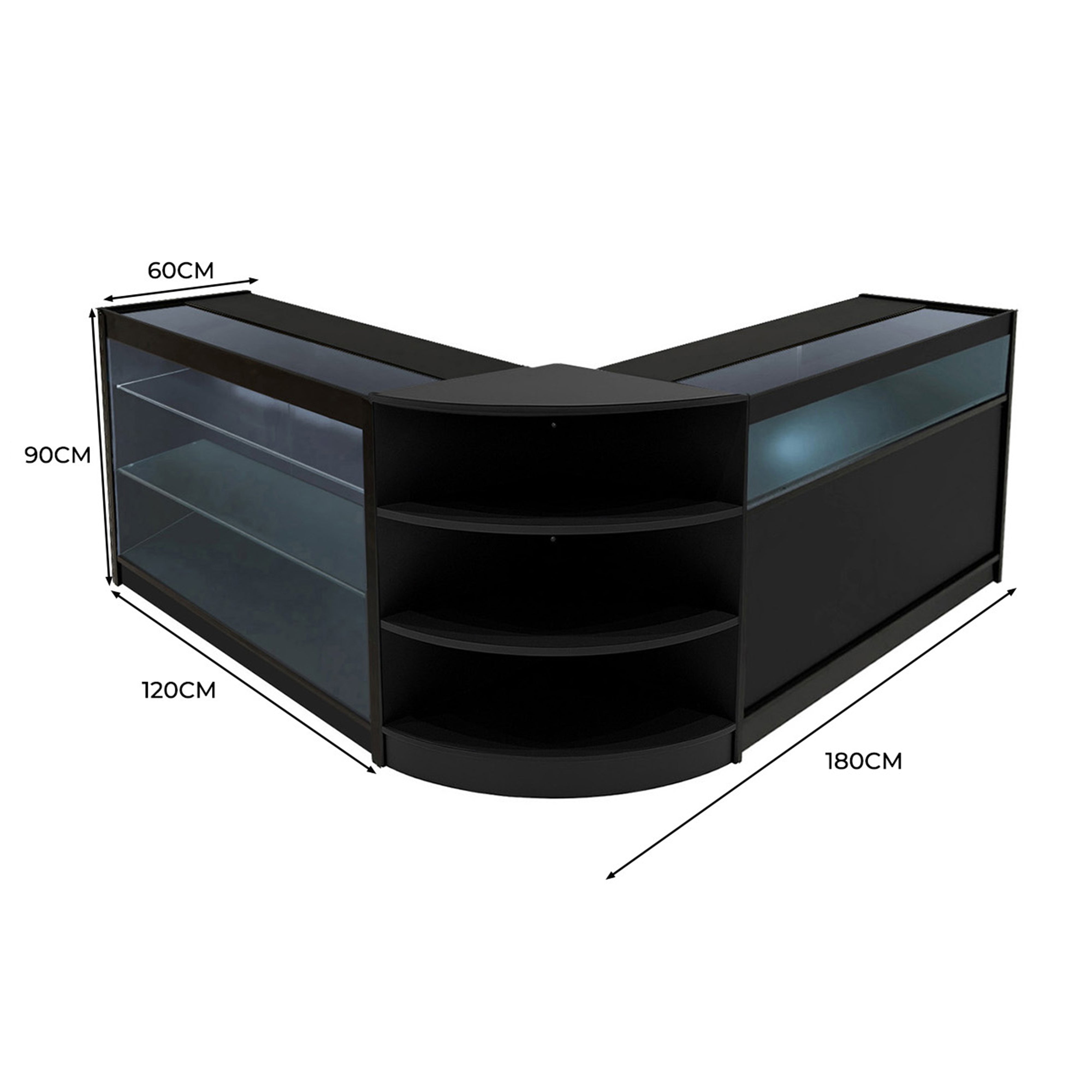 Q-Rax Demeter K1200 B1200 LM60 bancone nero LED vetro