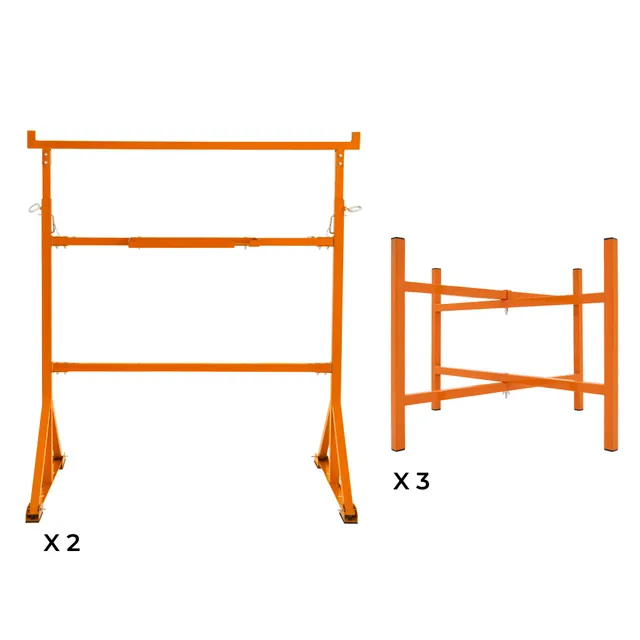 Q-Rax Commercio Cavalletti Lavoro x2 + Supporti 50 cm 3 Pezzi