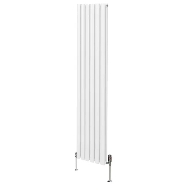 Q-Rax Radiatore Colonna Ovale 1800x360mm bianco con valvole