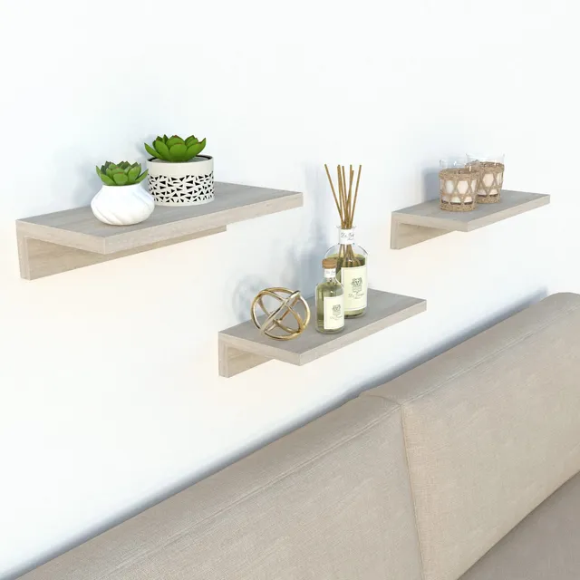 Henor Set 3 mensole legno 35x17 cm quercia Stel