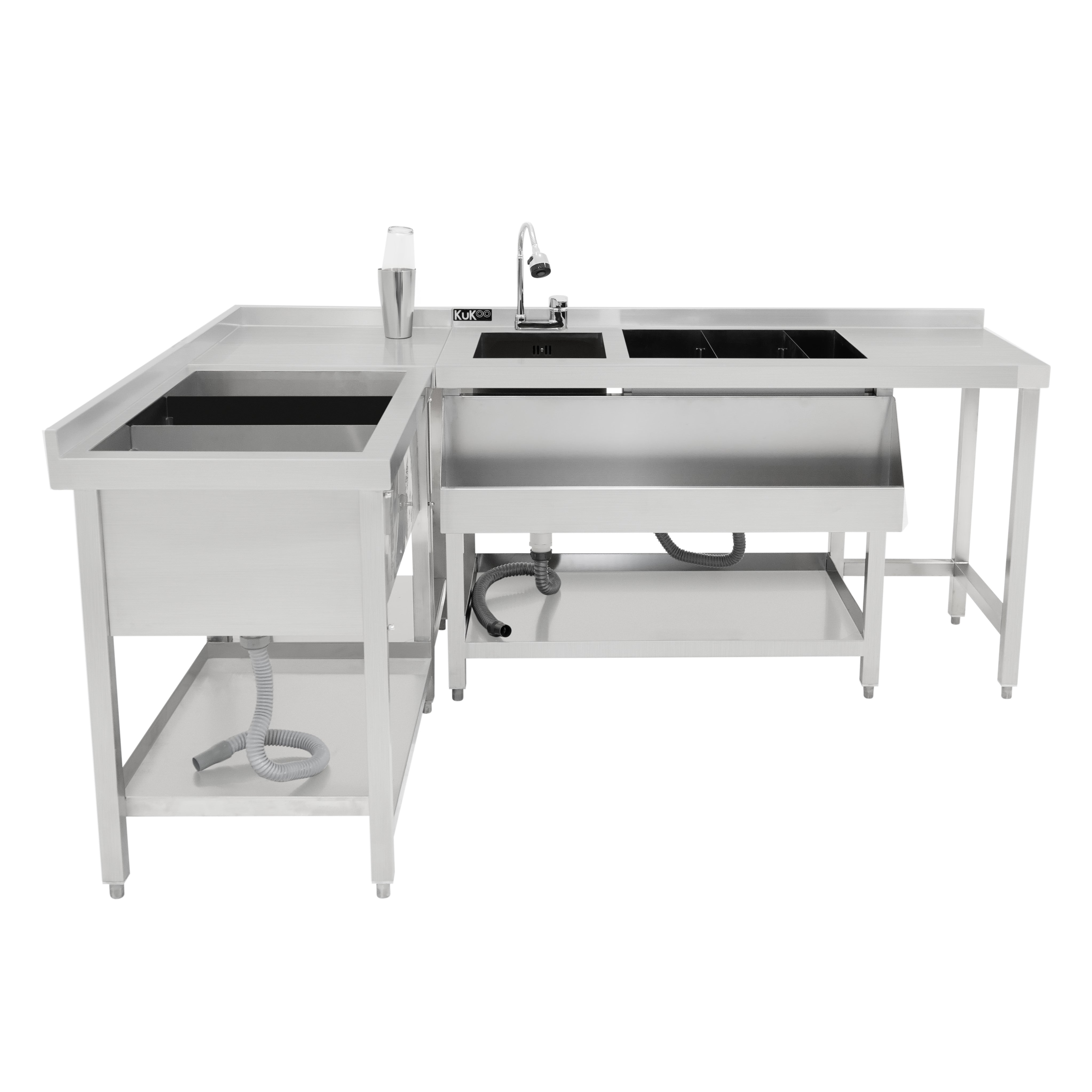 Q-Rax Postazione Cocktail Modulare Acciaio Inox con Pozzo Ghiaccio