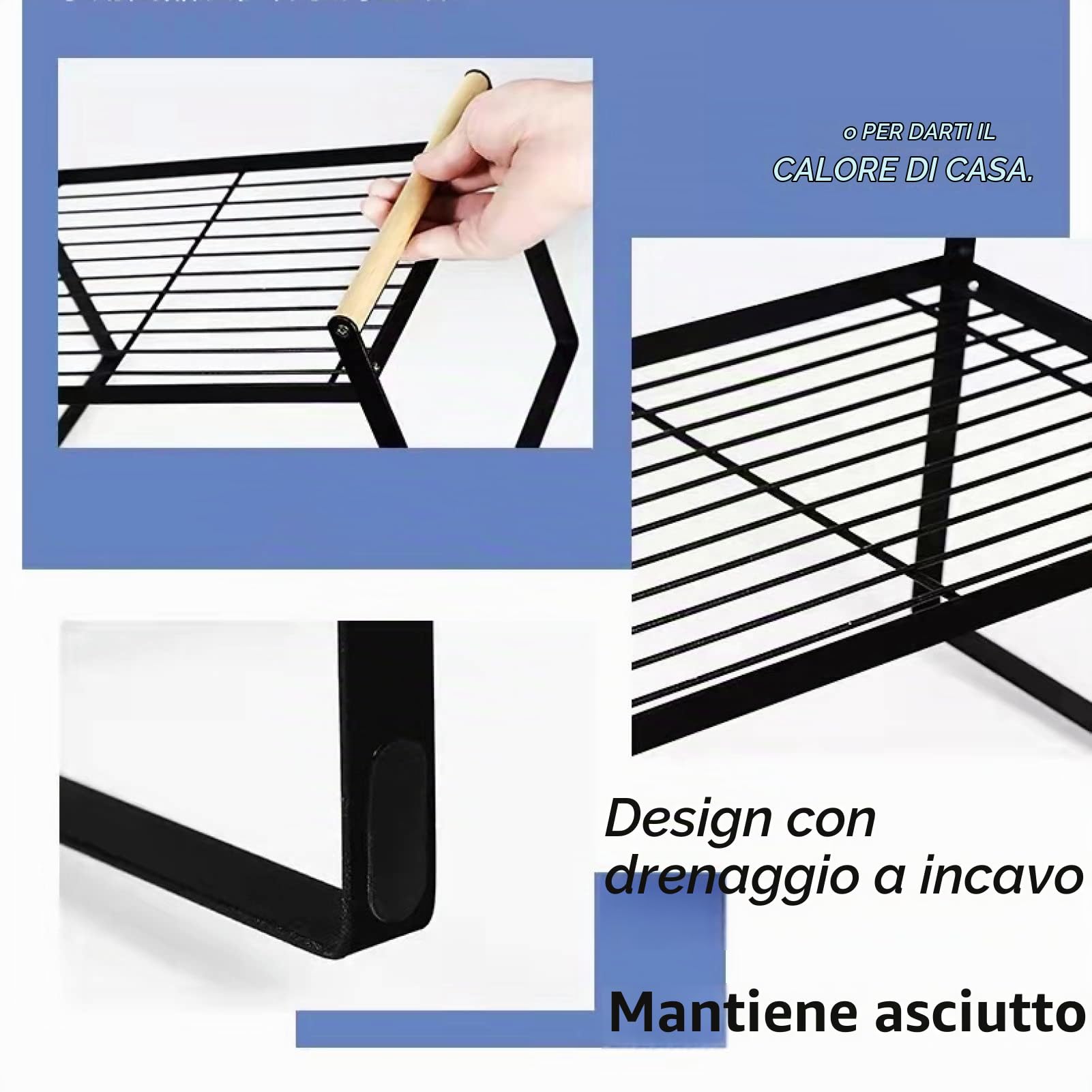 HGYZE Mensole Impilabili Cucina 51x21x20 cm nero metallo