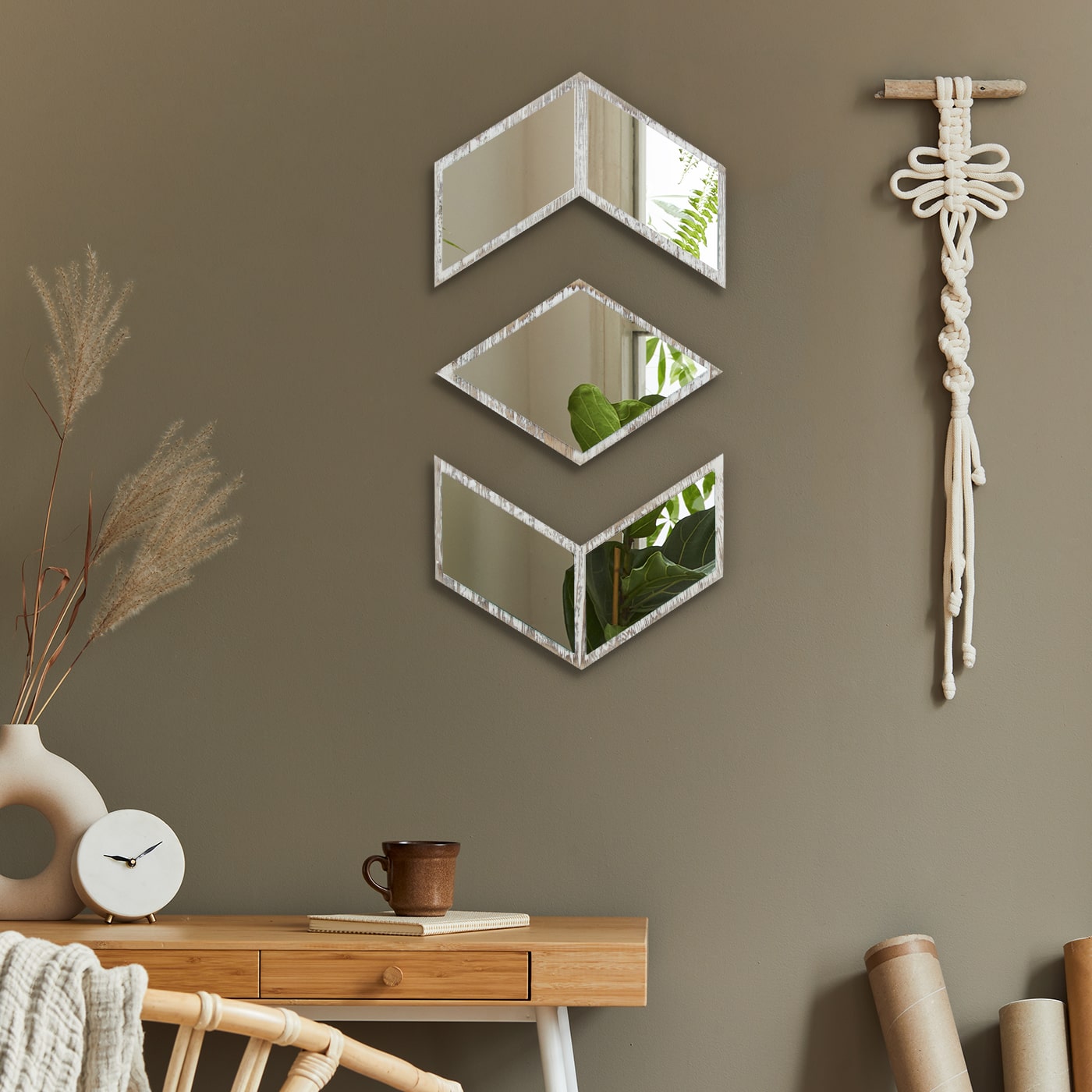 Jackcube Design Wall Décor set 3 specchi decorativi boho da parete