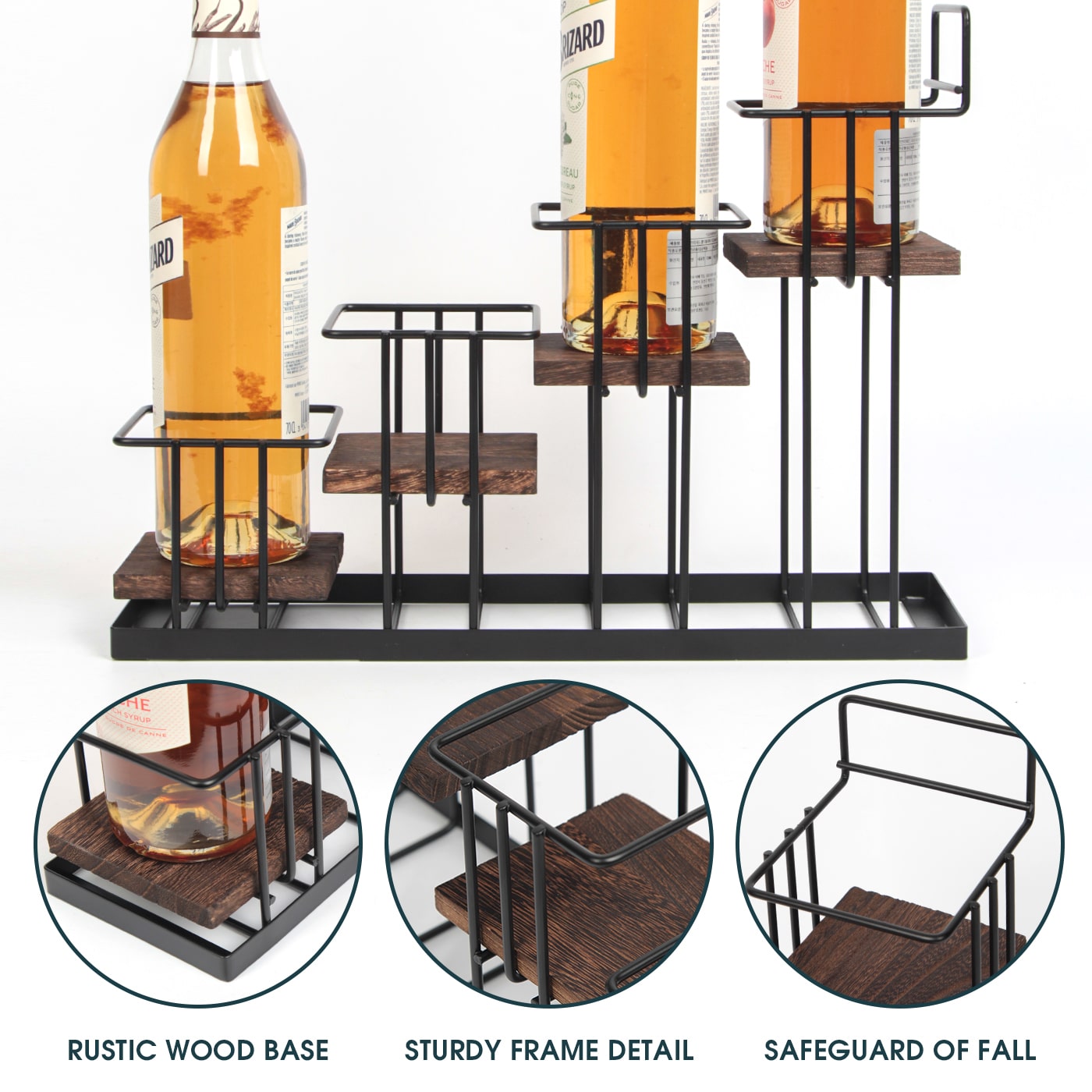 Jackcube Design Kitchen portabottiglie 4 livelli 4 bottiglie legno