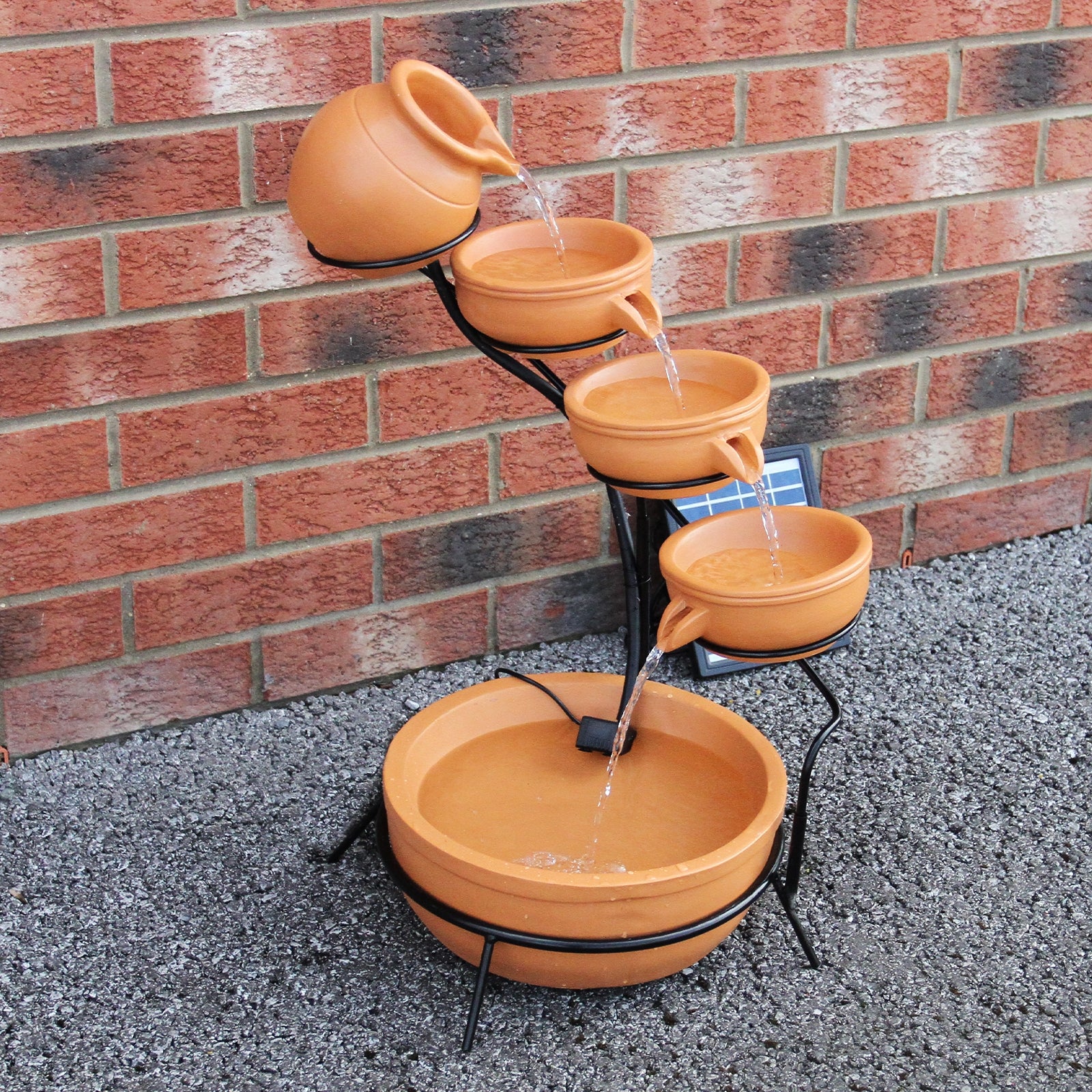 Q-Rax Fontana Solare a Cascata Terracotta 56cm