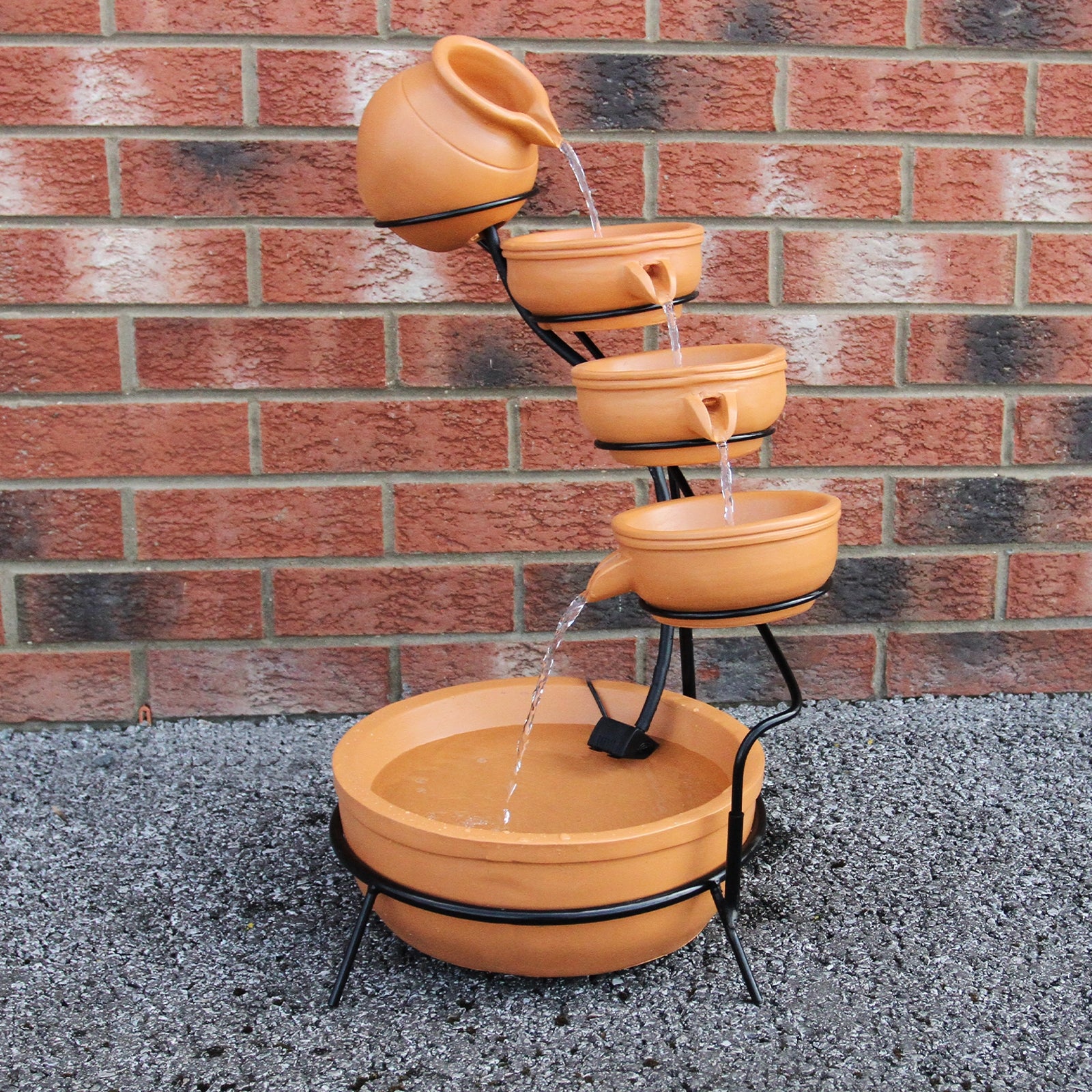 Q-Rax Fontana Solare a Cascata Terracotta 56cm