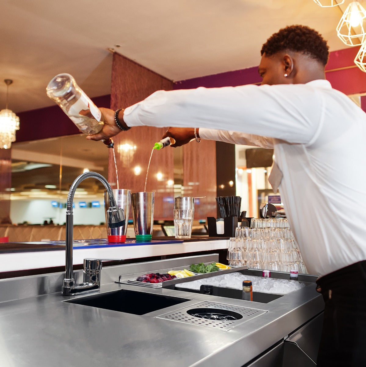 Q-Rax Postazione Barman Deluxe Banco Bar Acciaio 304