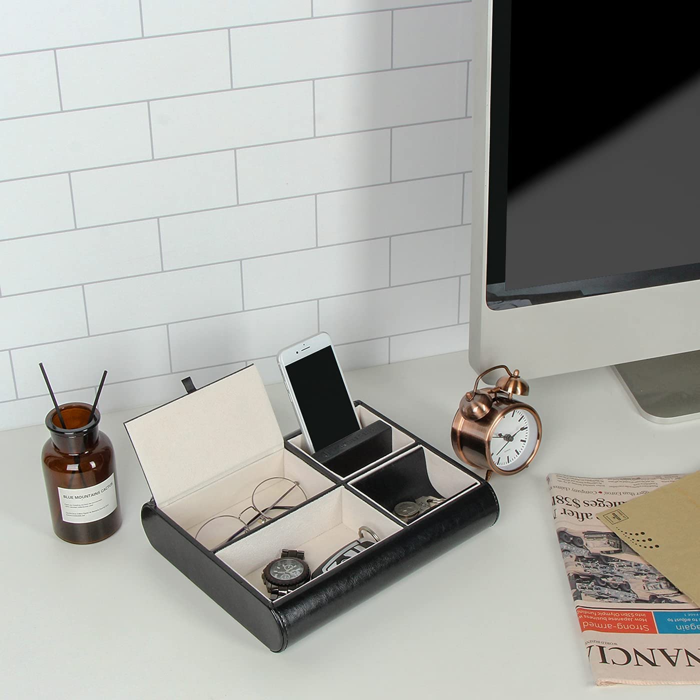 Jackcube Design Dressroom vassoio svuotatasche nero pelle ricarica