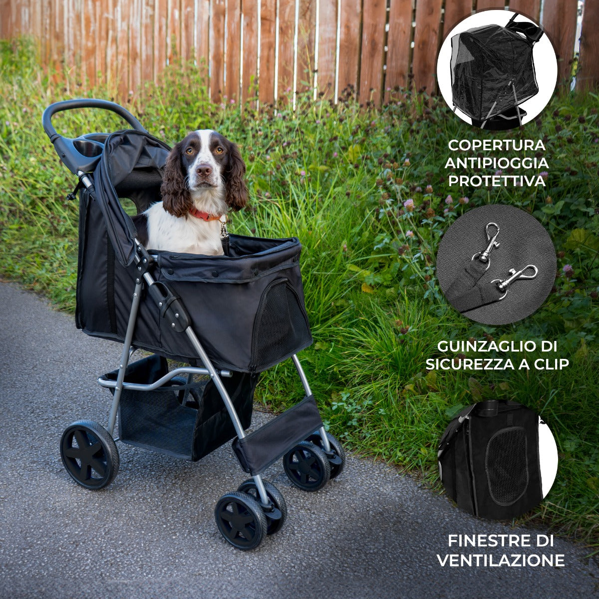 Q-Rax Accessori passeggino animali nero pieghevole 15kg