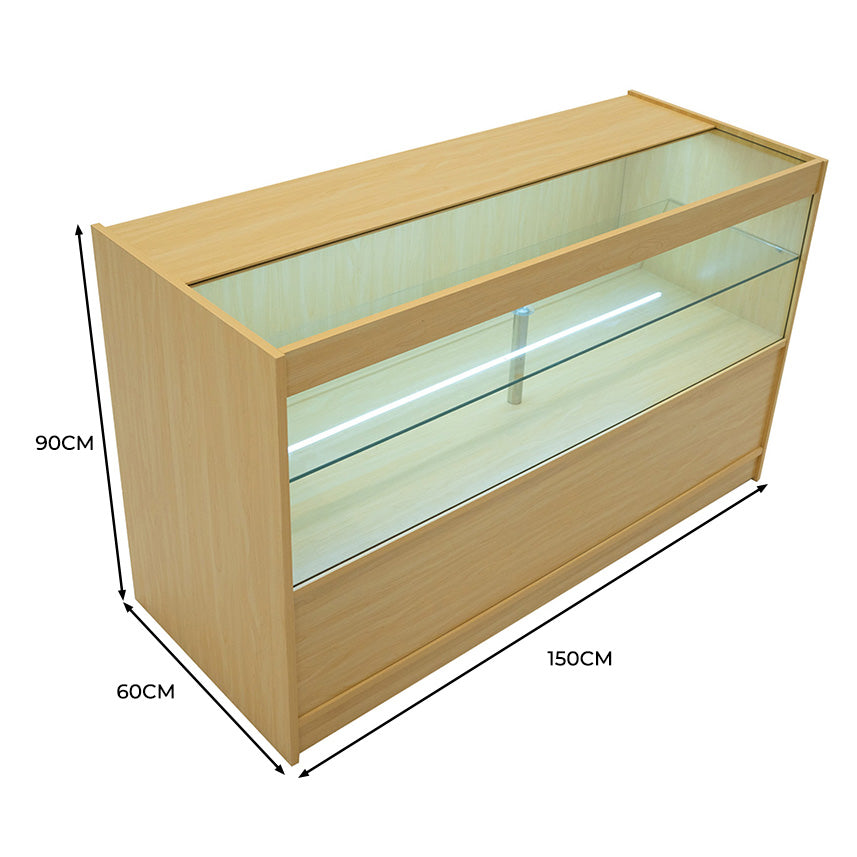 Q-Rax C1500 Bancone Negozio LED Acero con Vetro