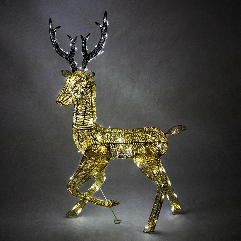 Q-Rax Renna Natale Luminosa Maschio Oro 120 cm 200 LED