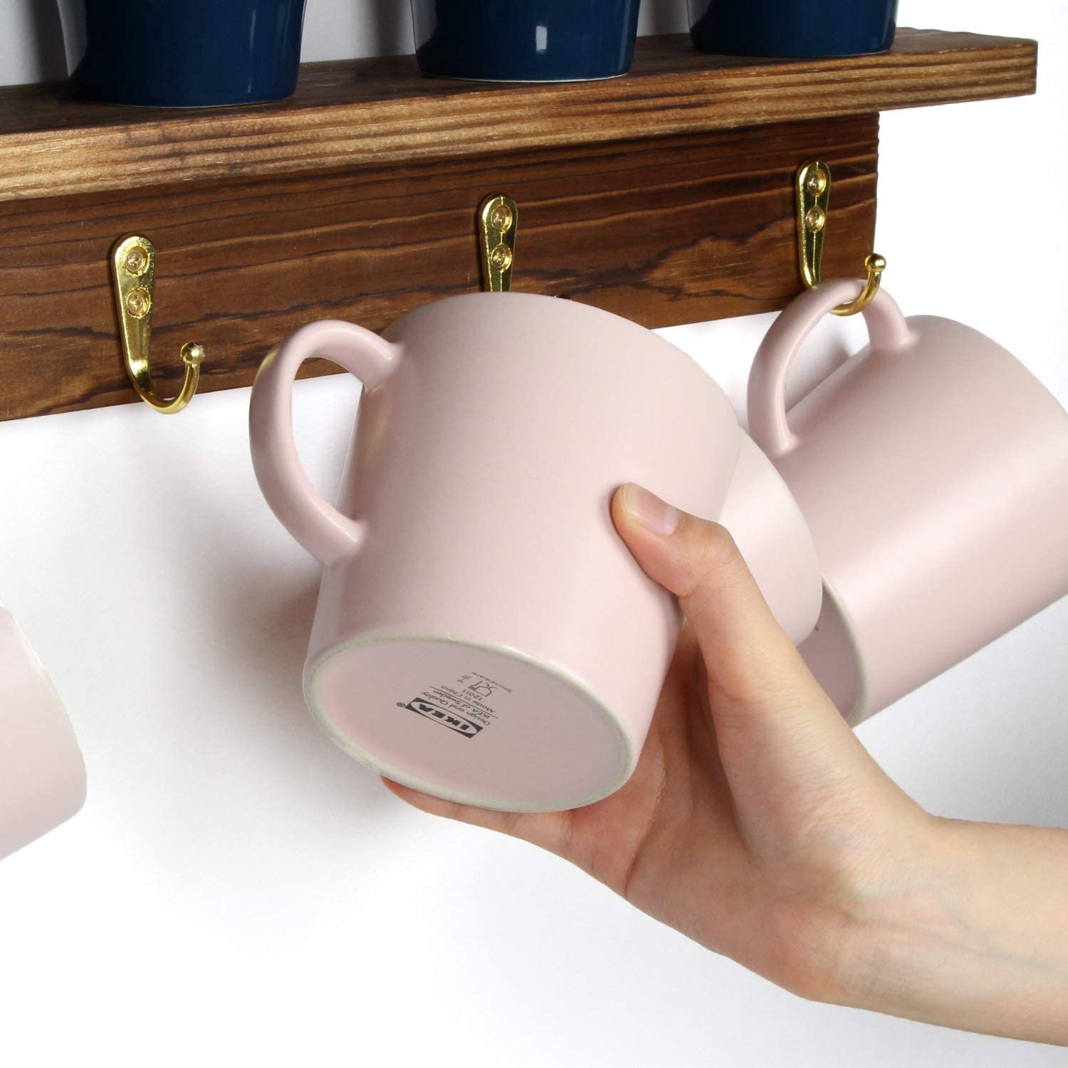 Jackcube Design Kitchen Portatazze Parete Legno Set 2 Pezzi 8 Ganci