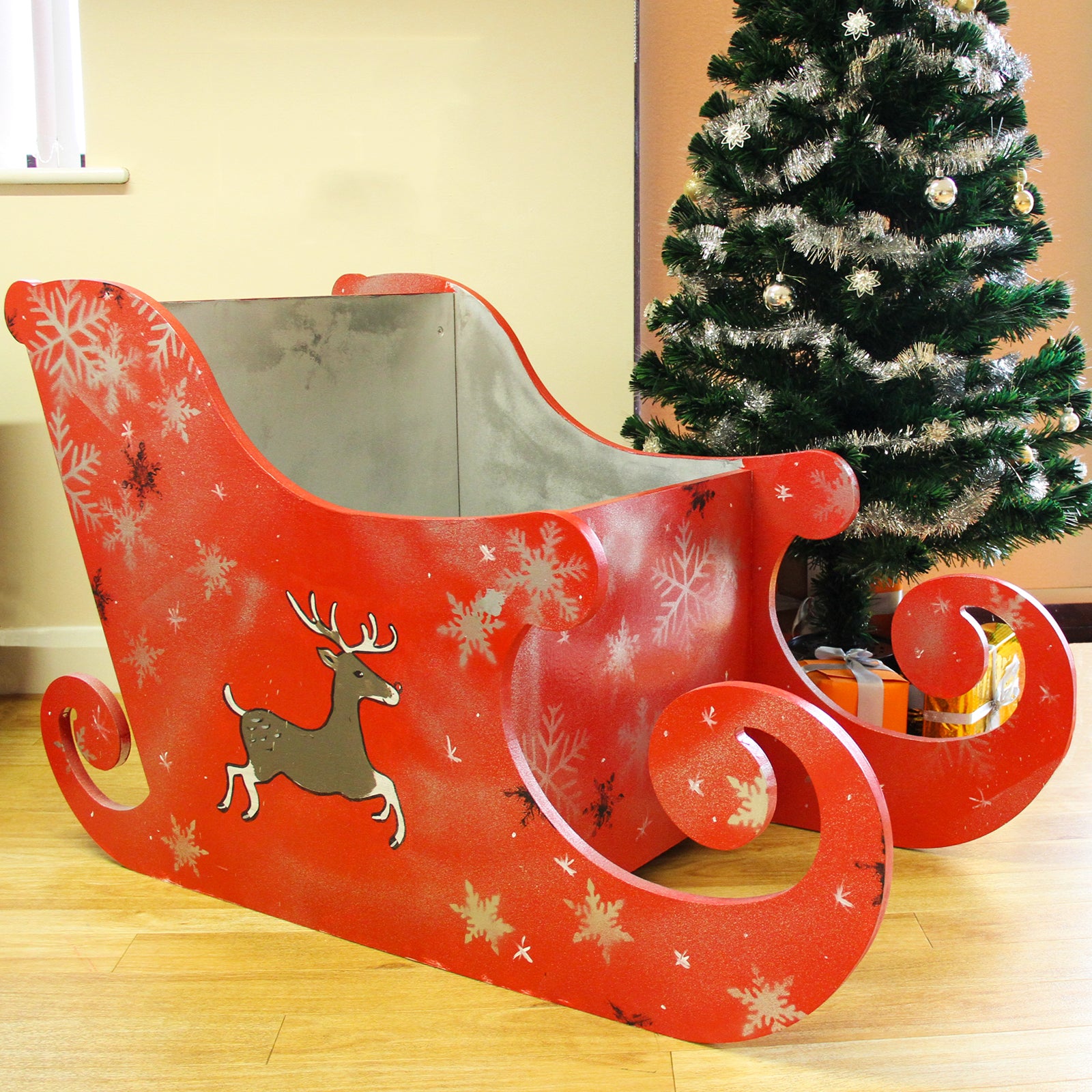 Q-Rax Slitta Babbo Natale Slitta Natalizia MDF 120cm 50kg