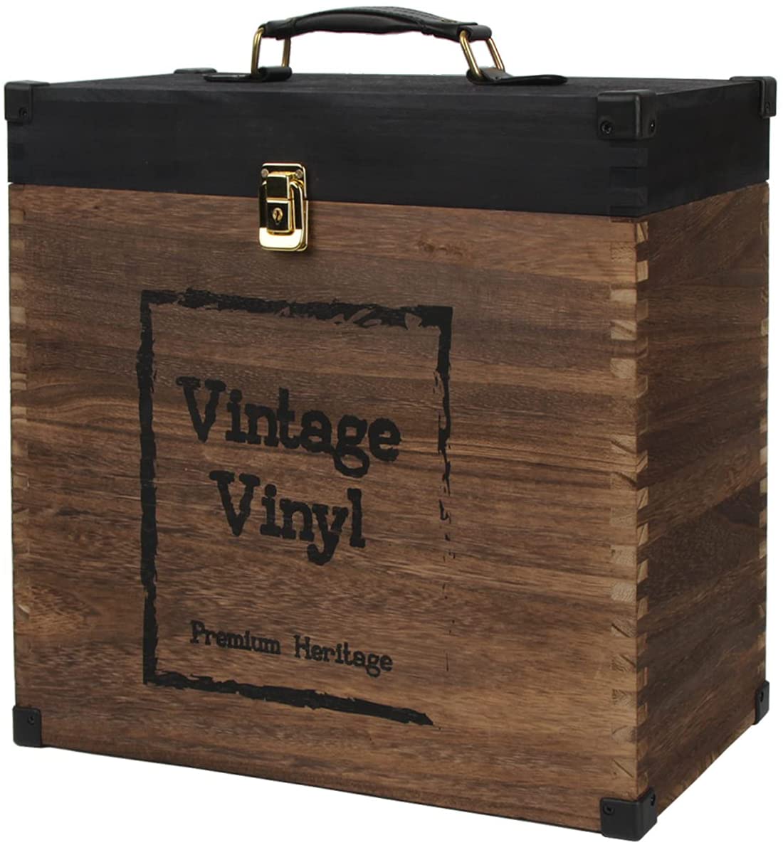 Jackcube Design Living Room Box Vinili Legno Vintage con Coperchio