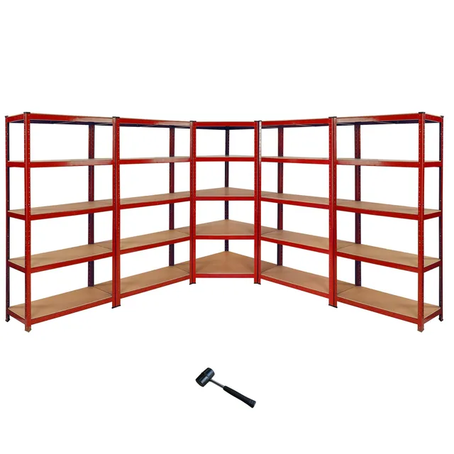 Q-Rax Z-Rax Set 5 Scaffali Rossi 90 cm Angolare Senza Bulloni