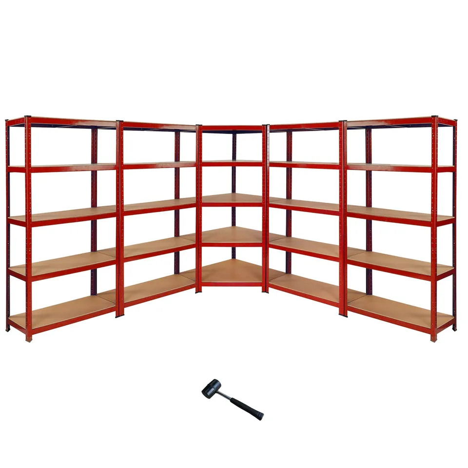 Q-Rax Z-Rax Set 5 Scaffali Rossi 90 cm Angolare Senza Bulloni