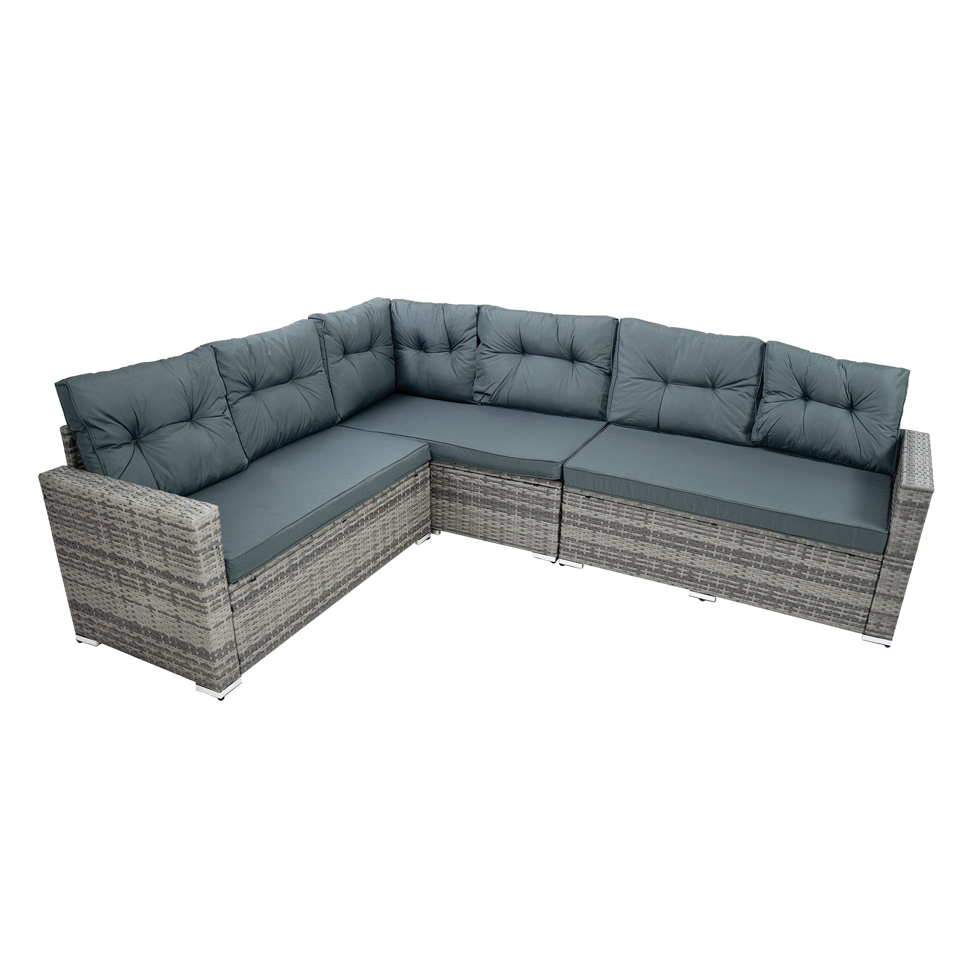 Q-Rax Set Angolare Rattan 9 Posti Grigio Tavolo Polywood