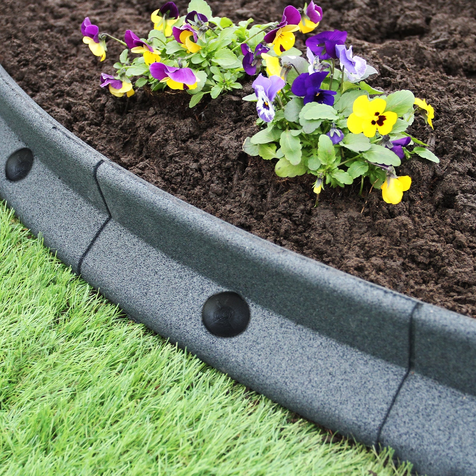 Q-Rax Bordura Giardino Flessibile Grigia 1,2m 4 Pezzi