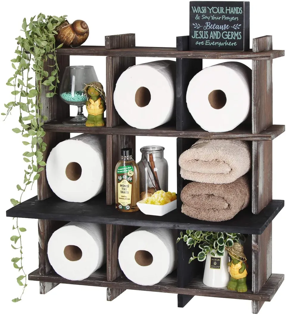 Jackcube Design Bathroom Mensola Bagno Legno 9 Scomparti