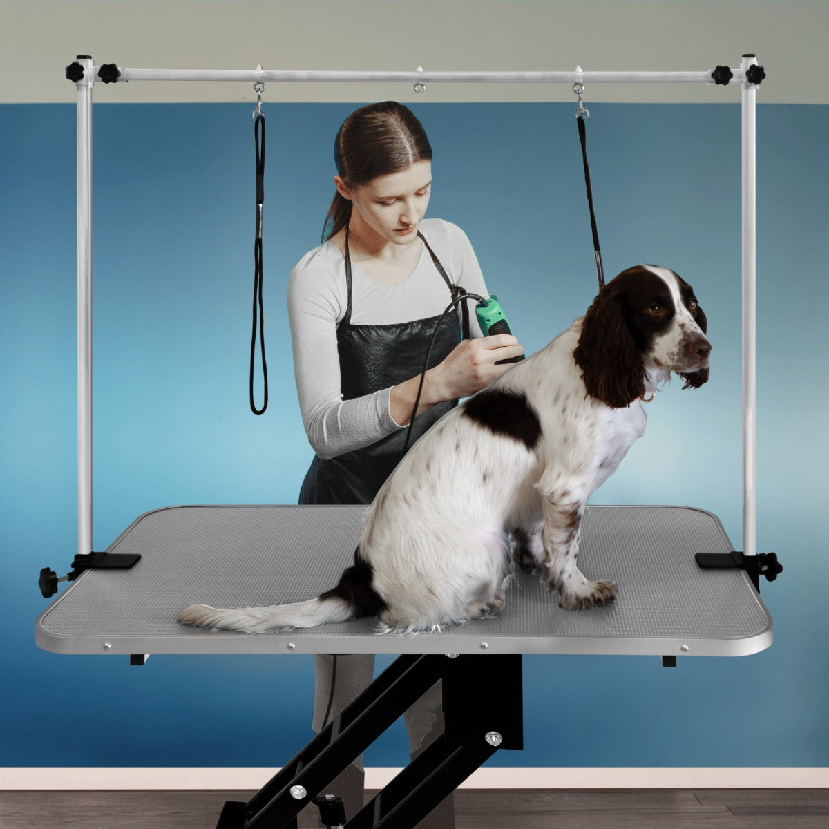 Q-Rax Tavolo Toelettatura Idraulico Nero Piano Grigio