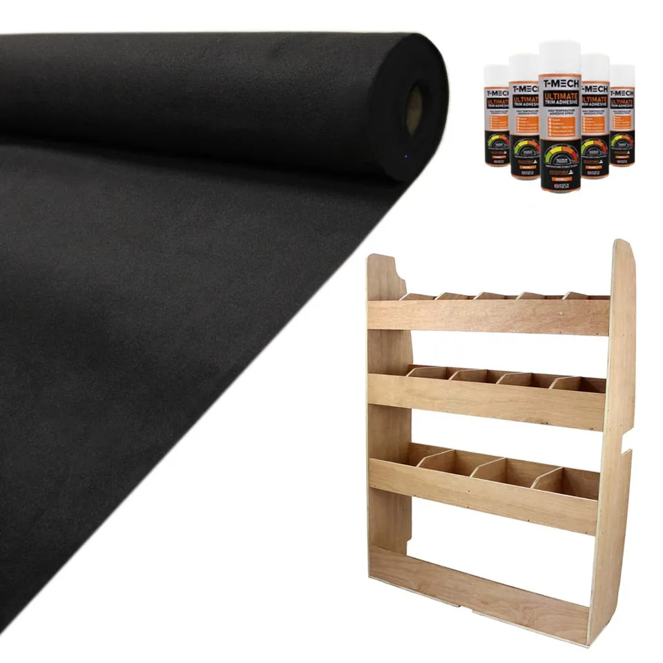 Q-Rax Scaffale Furgone Ford Transit Legno 102x30x136 cm Nero