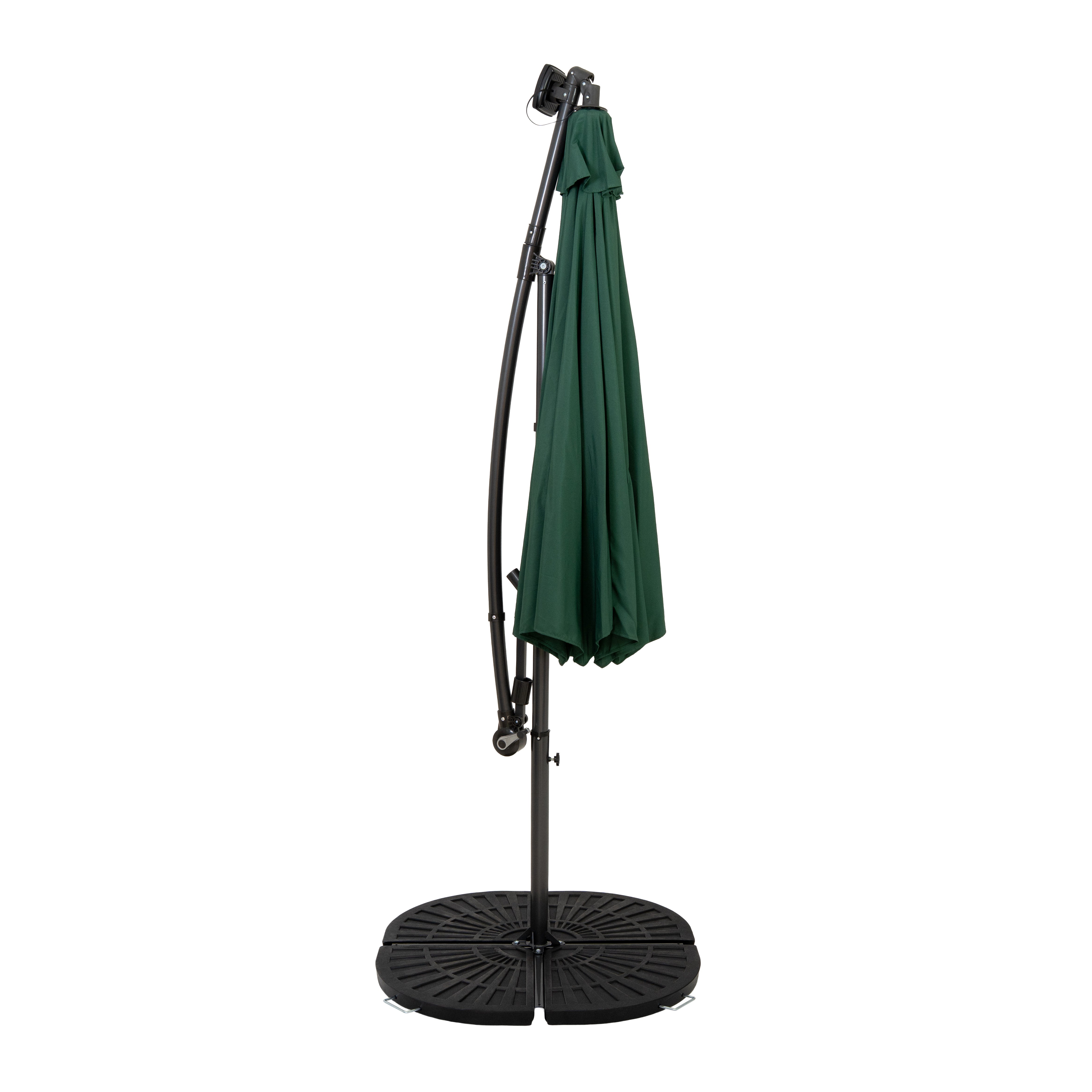 Q-Rax Ombrellone Decentrato LED ombrellone verde 3 m con base