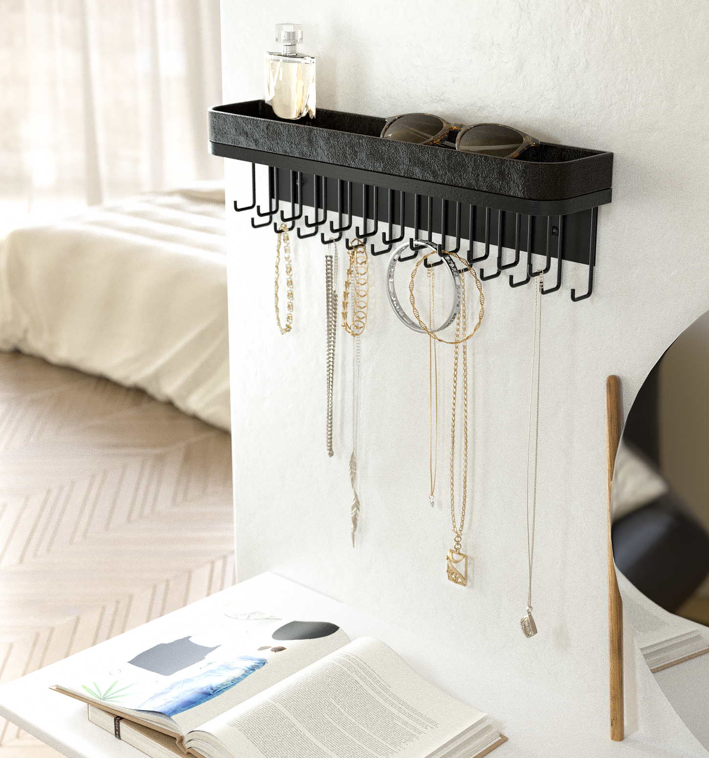 Jackcube Design Organizer Gioielli Parete Nero 25 Ganci Mensola