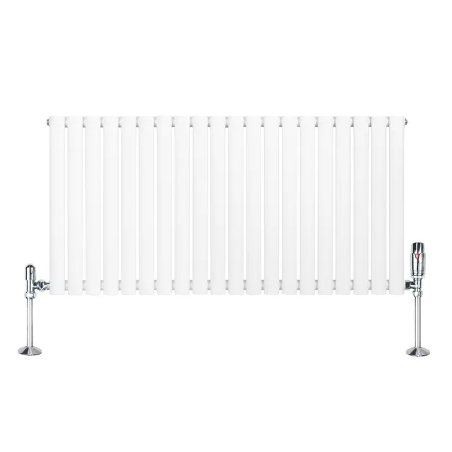 Q-Rax Radiatore Ovale 600x1200 Bianco Colonna con Valvole