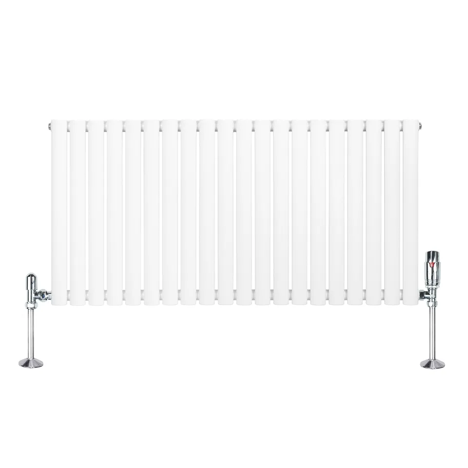 Q-Rax Radiatore Ovale 600x1200 Bianco Colonna con Valvole