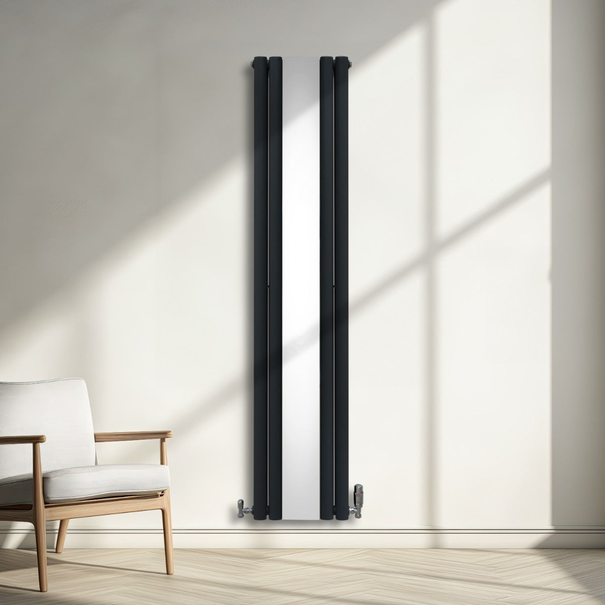 Q-Rax Pannelli Ovali a Specchio 1800x380 radiatore antracite