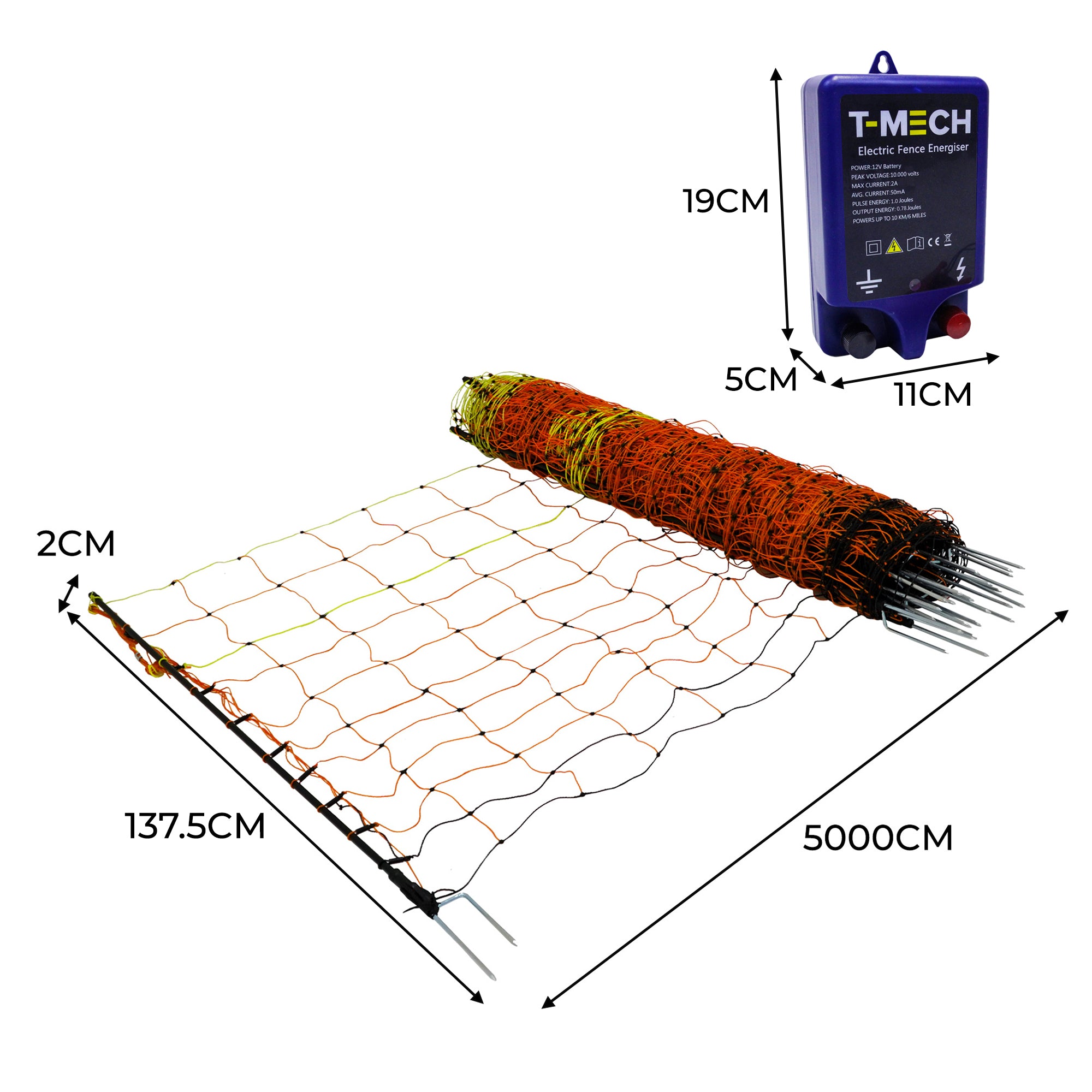 Q-Rax Rete Pollame 50m con Energizzatore 120cm 10kV
