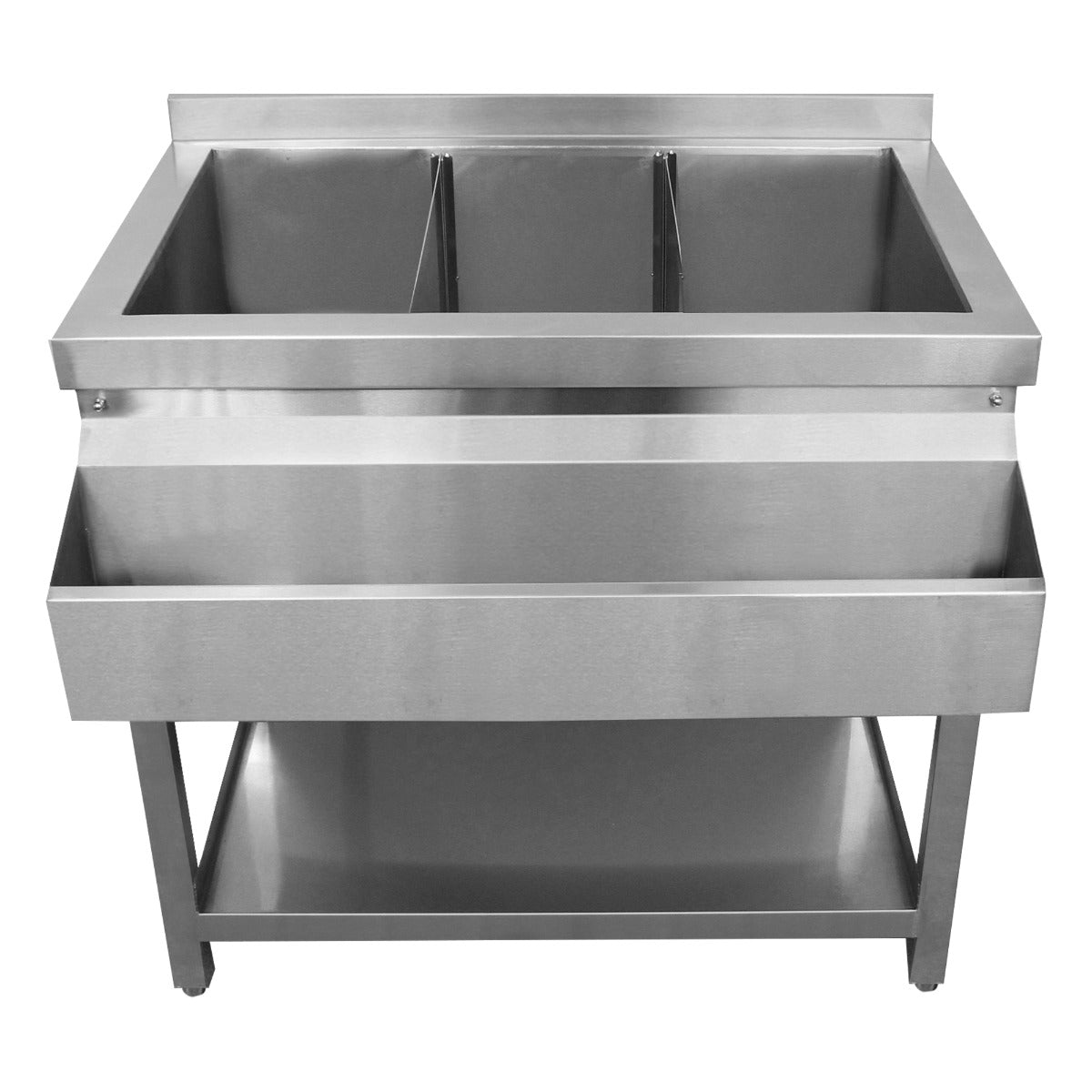 Q-Rax Bancone Postazione Barman Singola Inox 304 3 Vasche