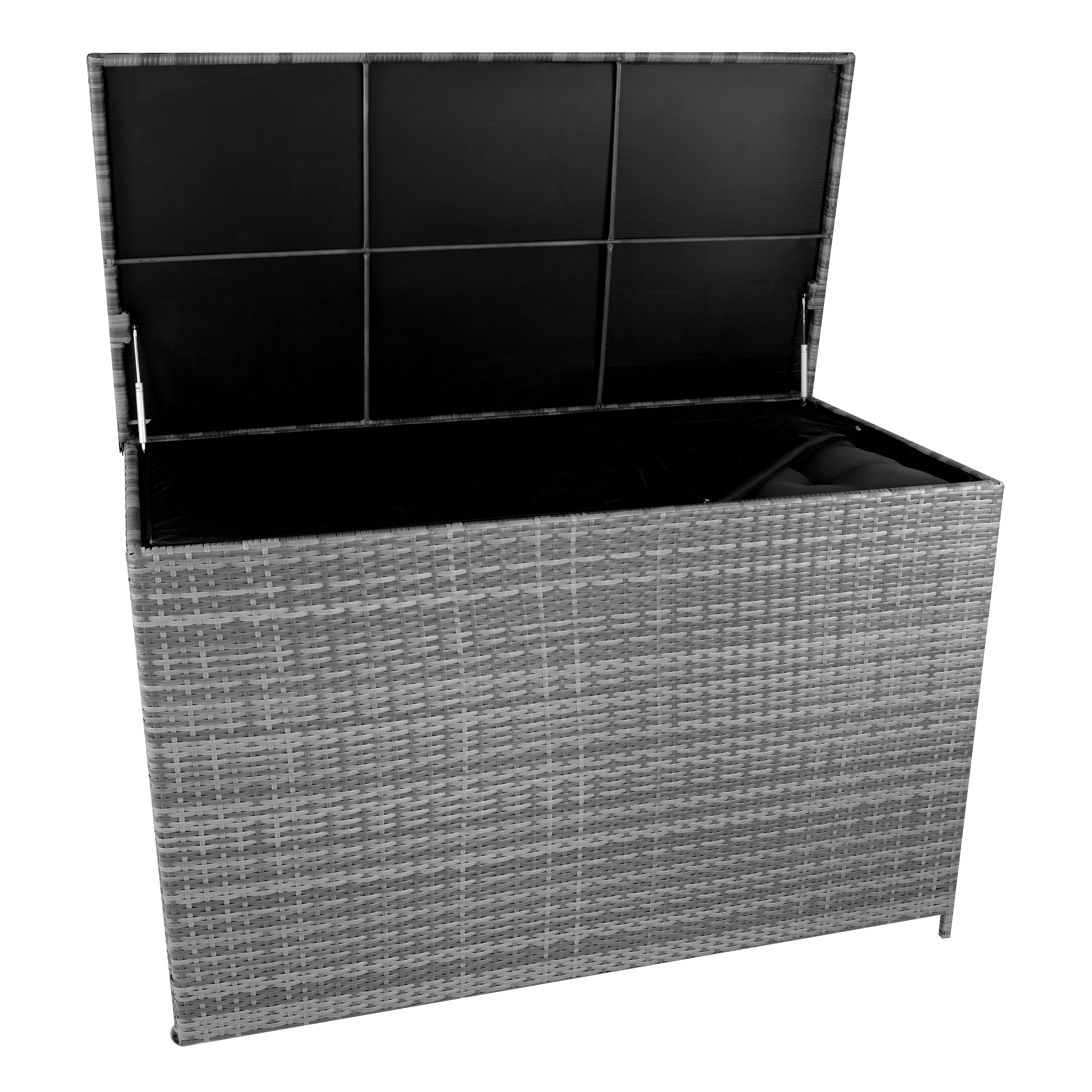 Q-Rax Mobili da Esterno Box 996L Baule Rattan Grigio con Ruote