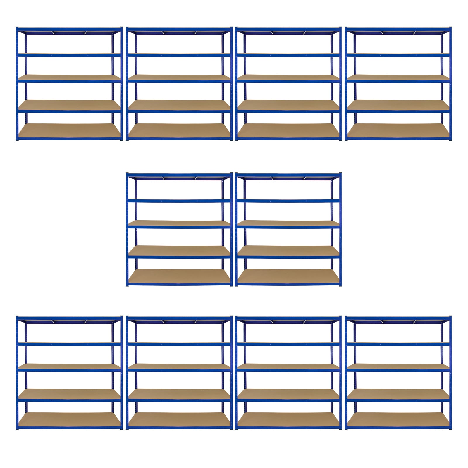 Q-Rax T-Rax 10 Scaffali Acciaio Blu 160cm Senza Bulloni 265kg